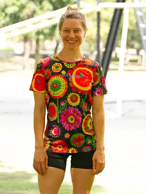Heavy Pedal Black Women's Technical T shirt  on model | Cycology AUS