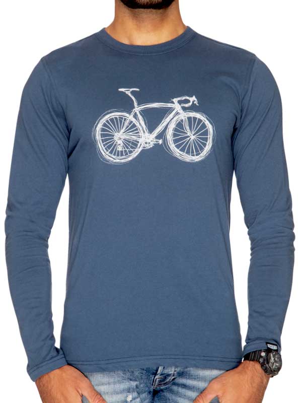 Just Bike Blue Men's Long Sleeve T-shirt front image  | Cycology AUS