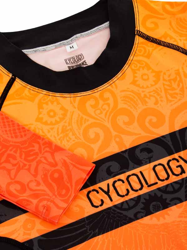 Life Behind Bars Men's Long Sleeve Cycling Base Layer  collar close up.