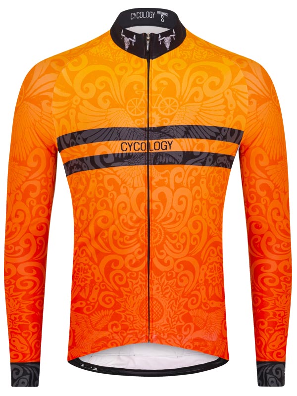 Life Behind Bars Men's Orange Long Sleeve Cycling Jersey front image | Cycology AU