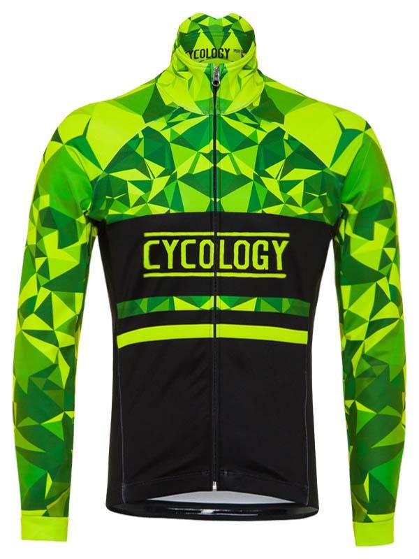 Geometric Lime Mens Windproof Winter  Jacket | Cycology Clothing