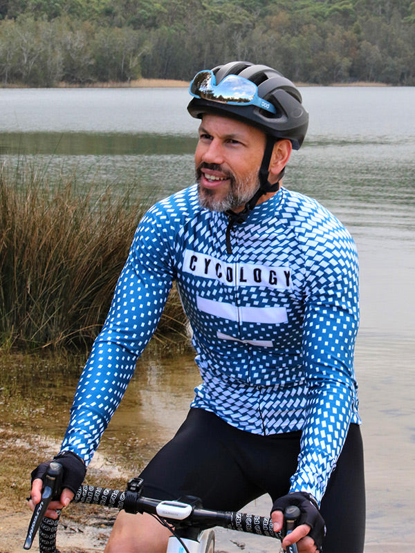 Rolling Hills Blue Mens Long Sleeve Cycling Jersey | Cycology AUS