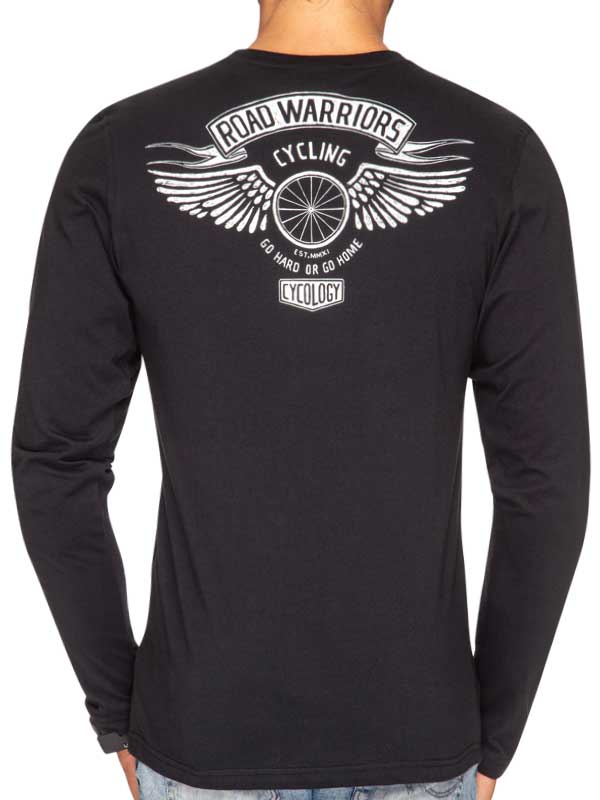 Road Warriors Mens Black Long Sleeve Tshirt back graphic