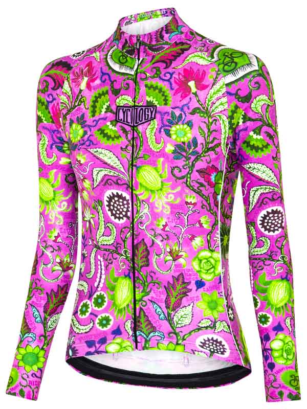 Secret Garden Womens Pink Long Sleeve Cycling Jersey | Cycology AUS