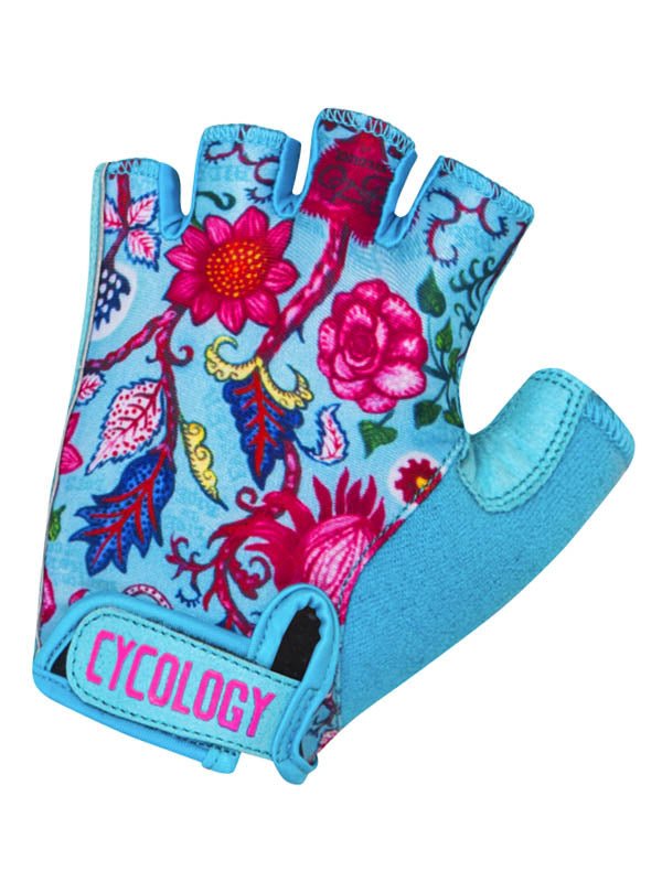 Secret Garden Blue Cycling Gloves | Cycology AUS