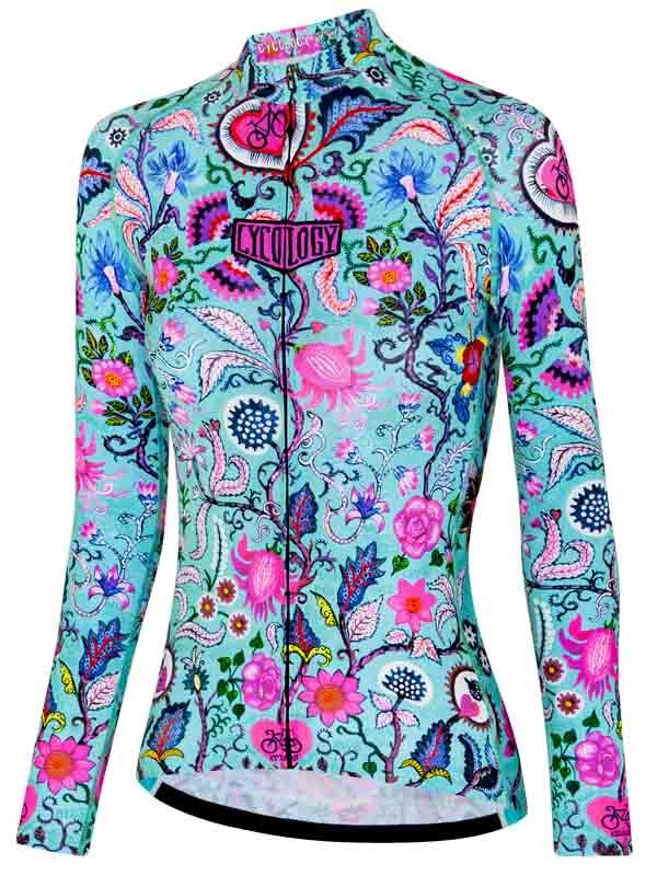 Secret Garden Aqua Long Sleeve Summer Cycling Jersey | Cycology AUS