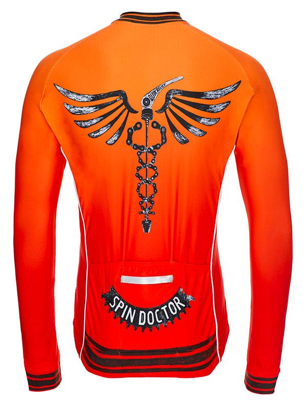 Spin Doctor Mens Red Long Sleeve Cycling Jersey 
