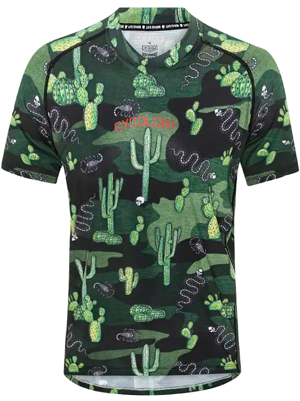Totally Cactus Short Sleeve Green Camo MTB Jersey | Cycology AUS