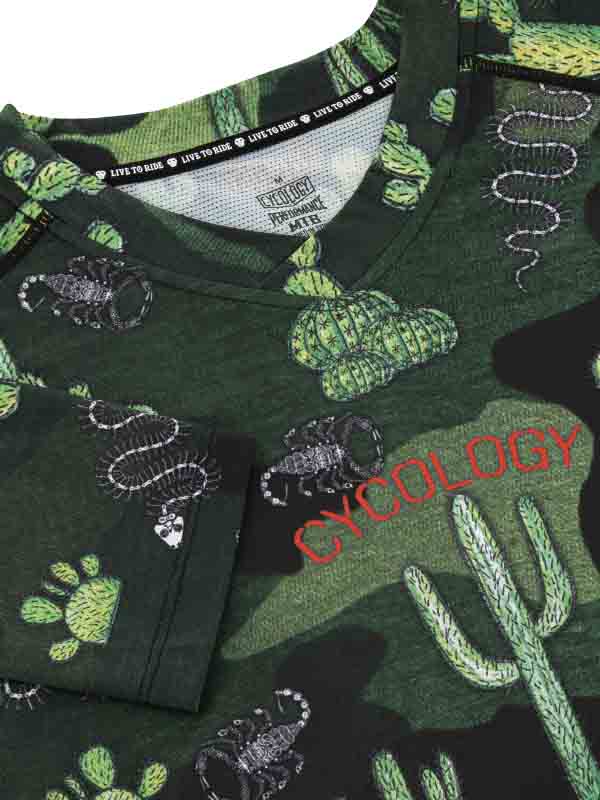 Totally Cactus Long Sleeve Men's Green MTB Jersey | Cycology AUS