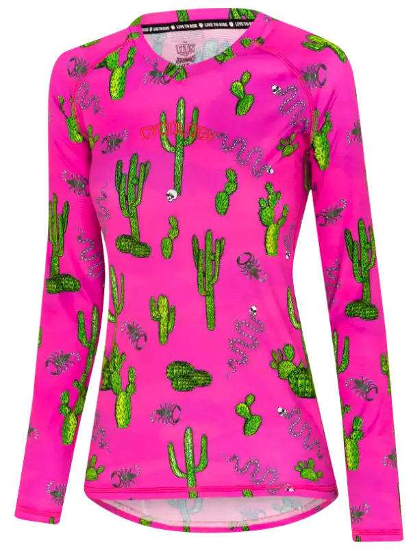 Totally Cactus Pink Women's Long Sleeve MTB Jersey | Cycology AUS