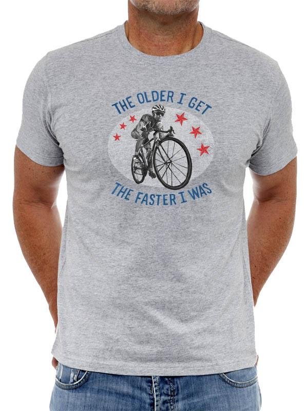 The Faster I Was Mens Grey Cycling T-Shirt 