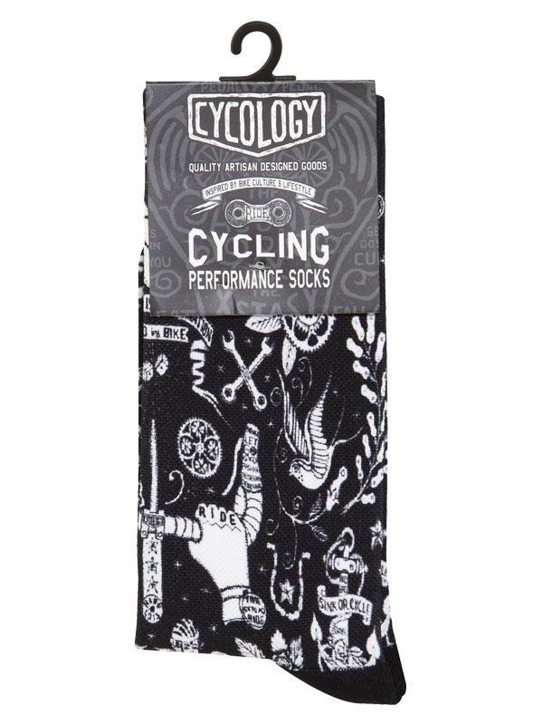 Velo Tattoo Black Cycling Socks| Cycology Clothing