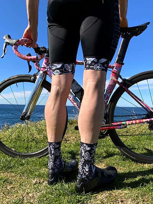 Velo Tattoo Mens Black Cycling Bib Shorts | Cycology AUS