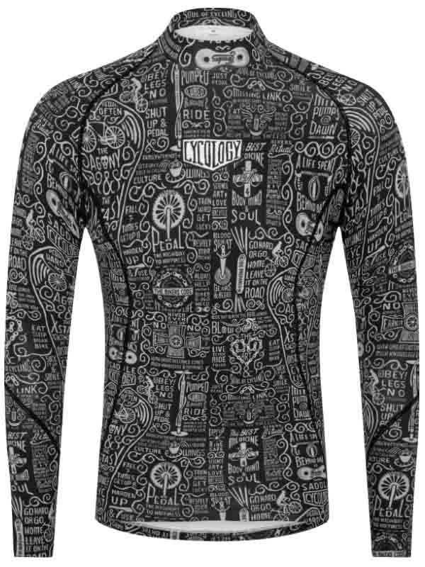 Wisdom Black Long Sleeve Cycling Base Layer  Front | Cycology AUS
