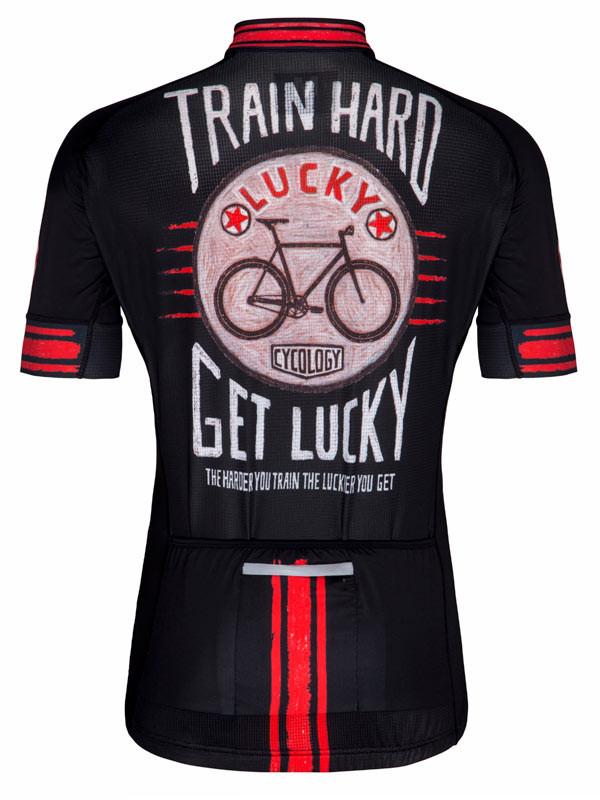 Train Hard Get Lucky Mens Black Cycling Jersey | Cycology AUS