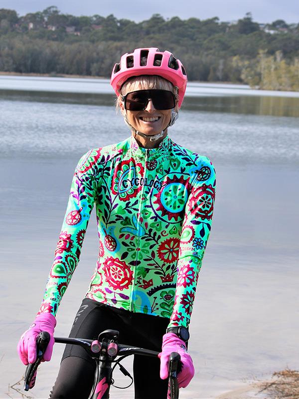 Zali Womens Green Long Sleeve Cycling Jersey | Cycology AUS